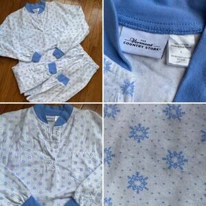 Vermont Country Store $89 Flannel Snowflake Print 2pc Ski Pajama Set Small NWOT